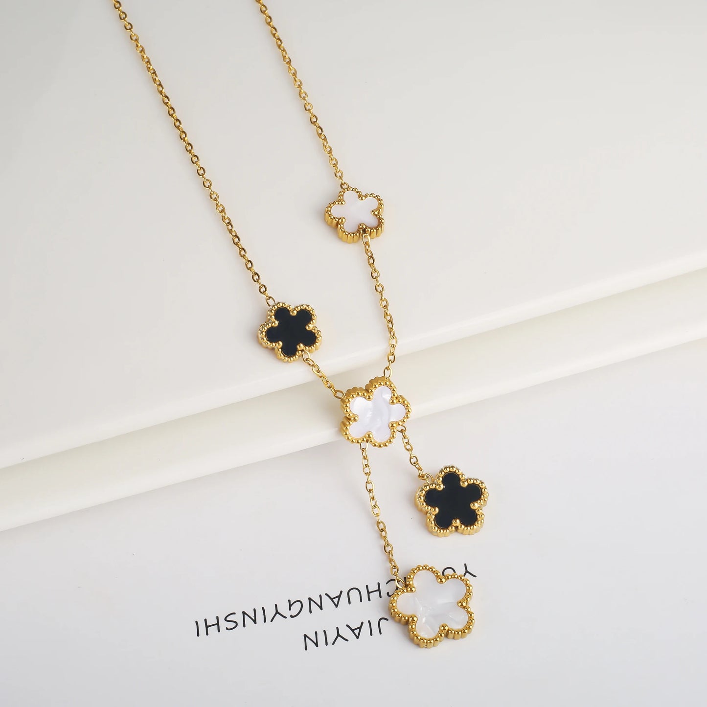 Hot Sale Stainless Steel Laser Five Leaf Flower Petal Adjustable Clover Bracelet Classic for Woman Girl Brand Jewelry Party Gift - Youks store