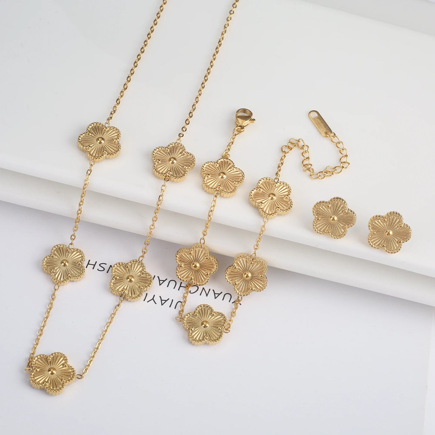 Hot Sale Stainless Steel Laser Five Leaf Flower Petal Adjustable Clover Bracelet Classic for Woman Girl Brand Jewelry Party Gift - Youks store
