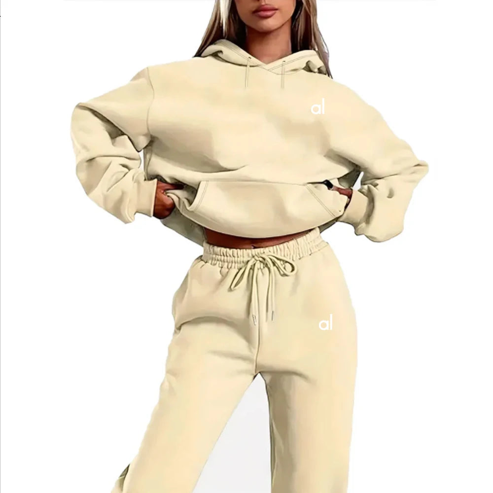 yoga women's 2-piece print sports suit sportswear jogging suit women's hooded sportswear suit clothes hoodie+sweatpants - Youks store
