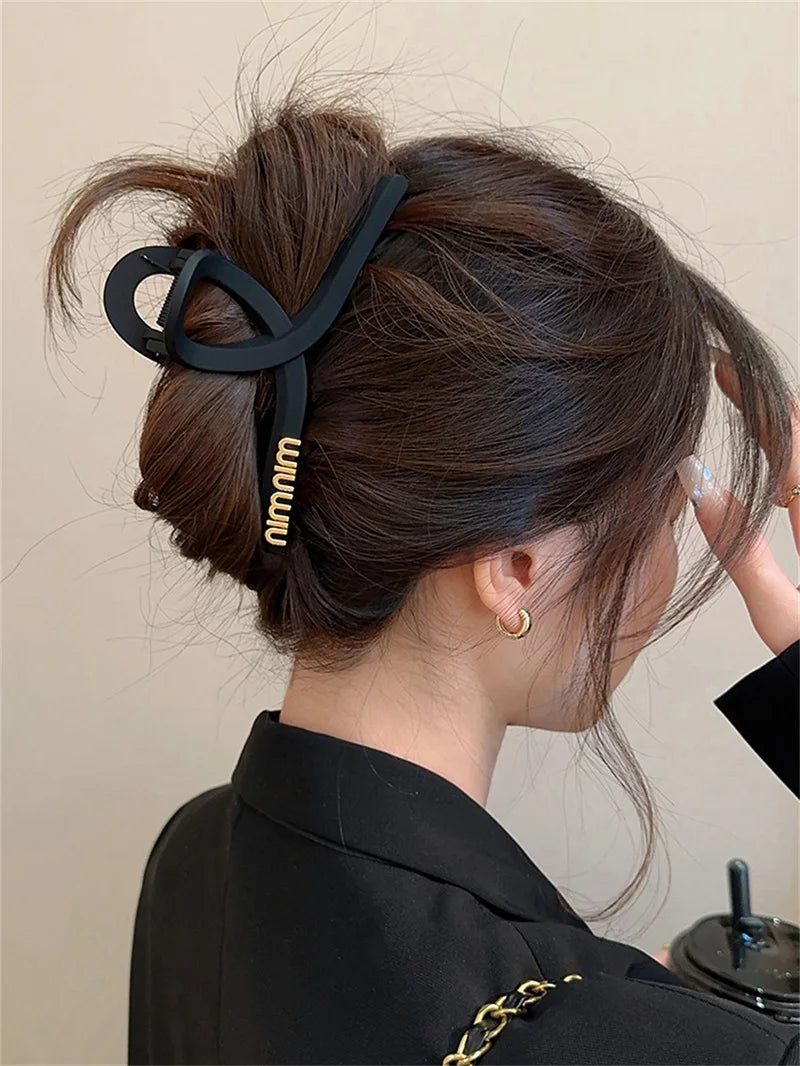 Black Letter Hair Clip for Women Fashion French Elegant Hairgrips Large Hair Claw Clips Girls Hairpins Korean Hair Accessories - Youks store
