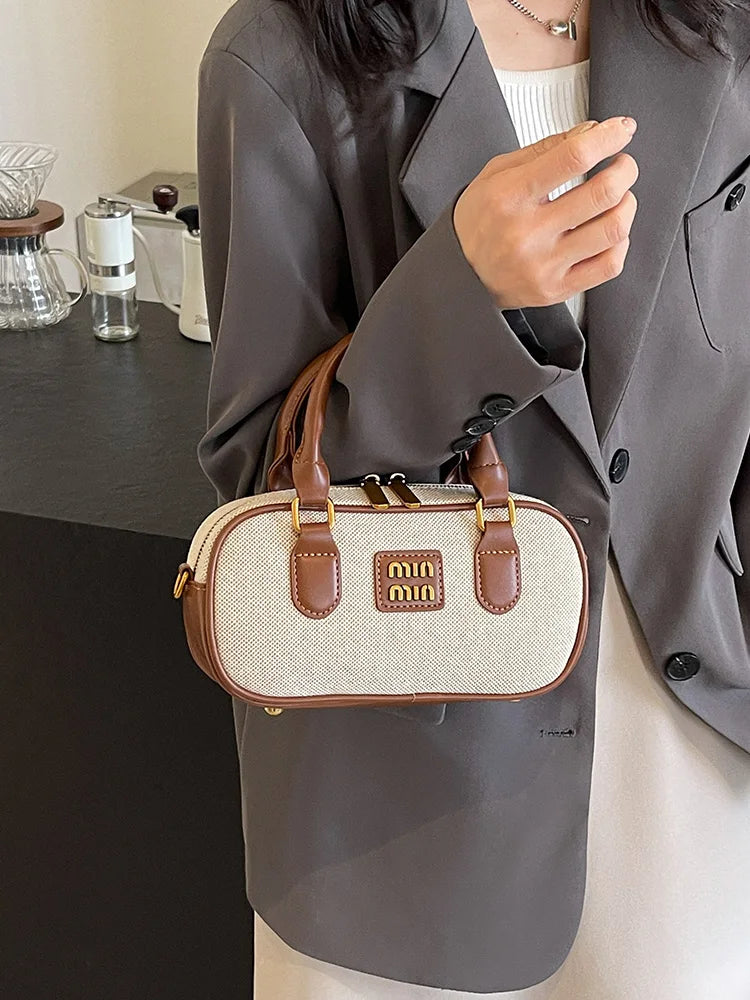 Hand-carrying bowling bag female famous brand 2025 summer new retro fashion shoulder bag high-end trend all-match messenger bag - Youks store