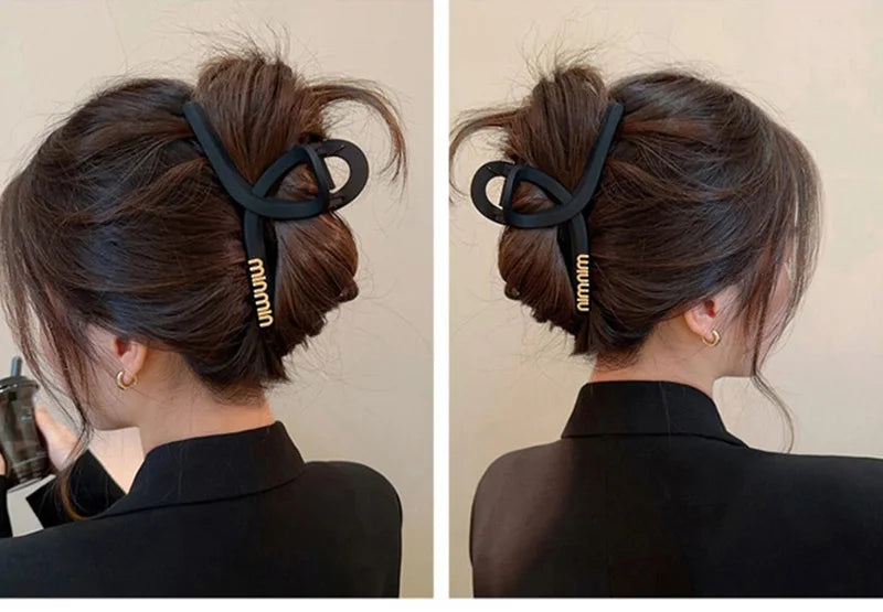 Black Letter Hair Clip for Women Fashion French Elegant Hairgrips Large Hair Claw Clips Girls Hairpins Korean Hair Accessories - Youks store
