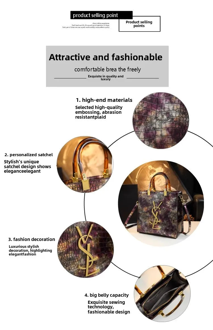2025 new spring all-match alligator pattern atmosphere middle-aged women's bag large capacity Tote bag - Youks store