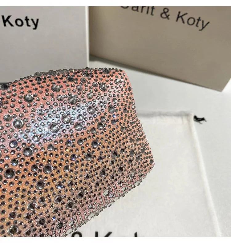 Glitter Shiny Diamonds Evening Bag Metal Ring Handle Bucket Bag Women Handbag Wedding Party Clutch Purse Shoulder Crossbody Bag - Youks store