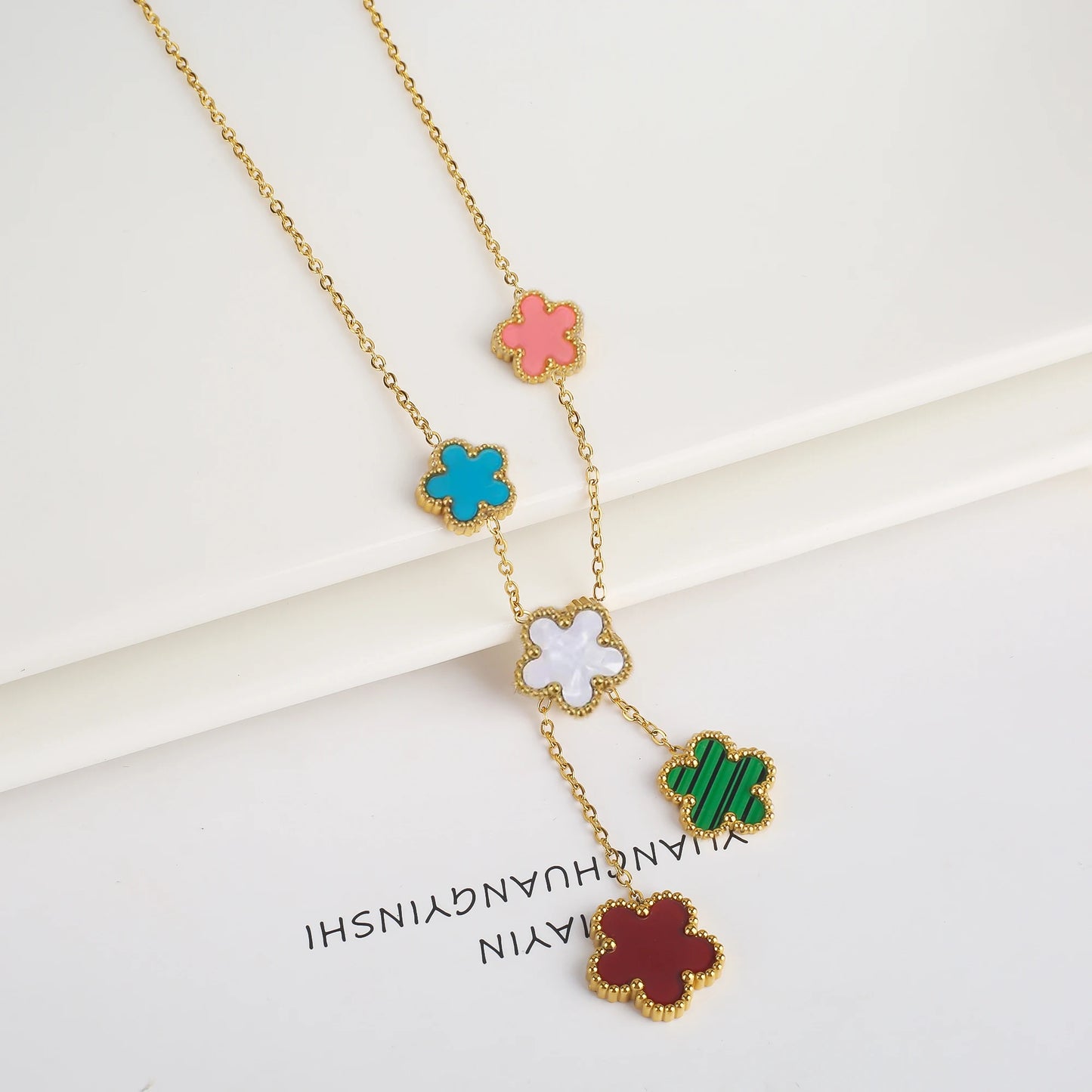 Hot Sale Stainless Steel Laser Five Leaf Flower Petal Adjustable Clover Bracelet Classic for Woman Girl Brand Jewelry Party Gift - Youks store