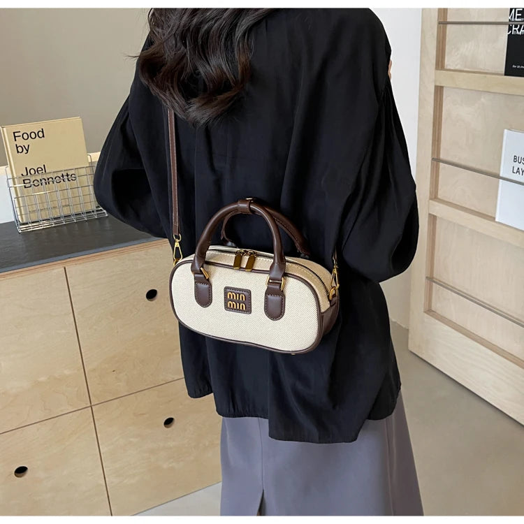 Hand-carrying bowling bag female famous brand 2025 summer new retro fashion shoulder bag high-end trend all-match messenger bag - Youks store