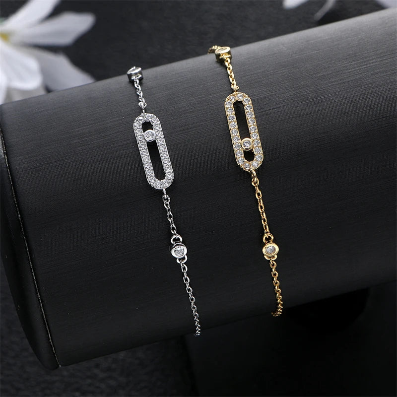 RAKOL 1: 1 Paper clip restoration AAA+ Zircon Bracelet For Women Fashion Simple Commuting Bracelet For Girls Party Jewelry Gift - Youks store