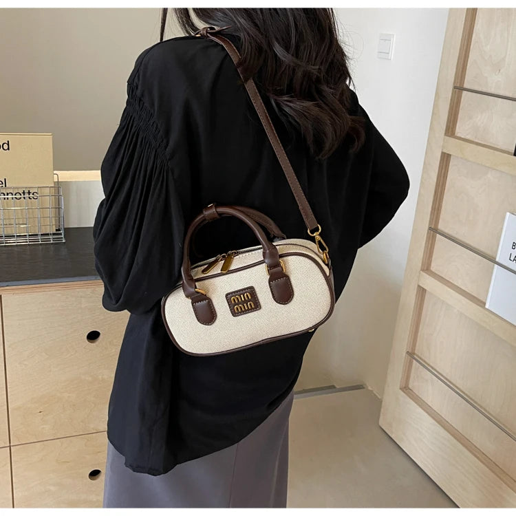Hand-carrying bowling bag female famous brand 2025 summer new retro fashion shoulder bag high-end trend all-match messenger bag - Youks store