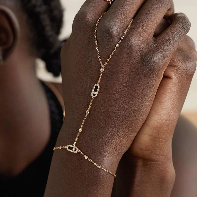 RAKOL 1: 1 Paper clip restoration AAA+ Zircon Bracelet For Women Fashion Simple Commuting Bracelet For Girls Party Jewelry Gift - Youks store