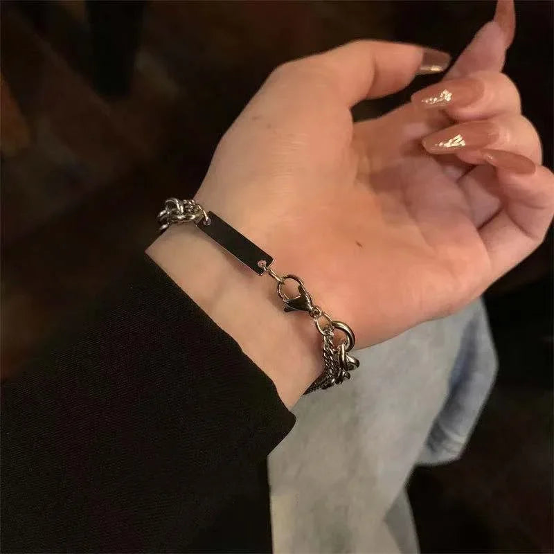 Geometric Smooth Rhinestone Chain Five Leaf Grass Flower Adjustable Bracelets for Women Fashion Jewelry Minimalist Accessories