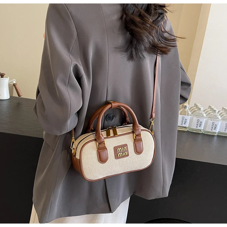 Hand-carrying bowling bag female famous brand 2025 summer new retro fashion shoulder bag high-end trend all-match messenger bag - Youks store