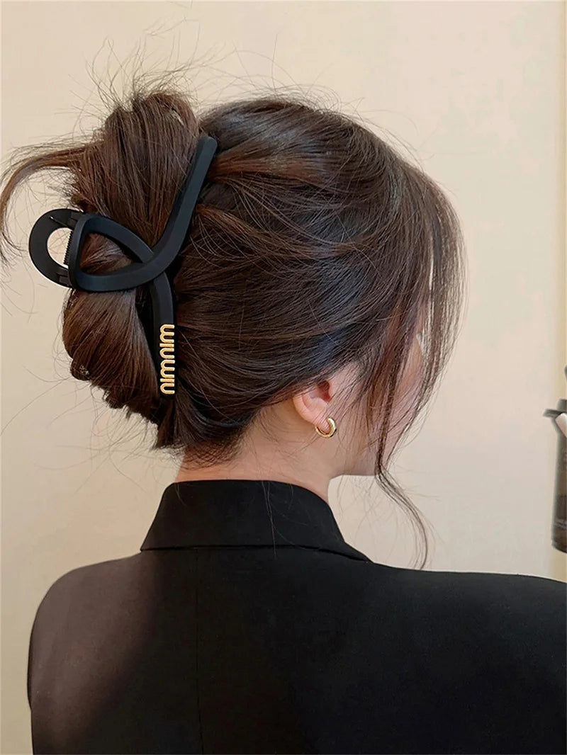 Black Letter Hair Clip for Women Fashion French Elegant Hairgrips Large Hair Claw Clips Girls Hairpins Korean Hair Accessories - Youks store