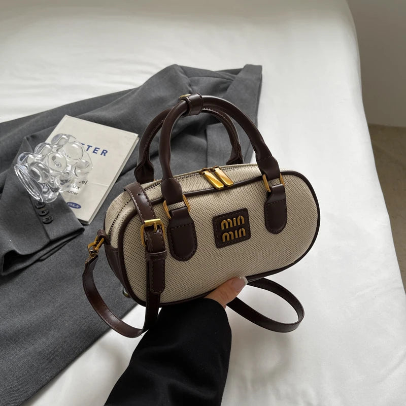 Hand-carrying bowling bag female famous brand 2025 summer new retro fashion shoulder bag high-end trend all-match messenger bag - Youks store