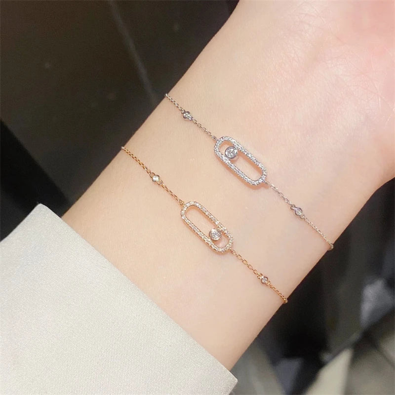 RAKOL 1: 1 Paper clip restoration AAA+ Zircon Bracelet For Women Fashion Simple Commuting Bracelet For Girls Party Jewelry Gift - Youks store