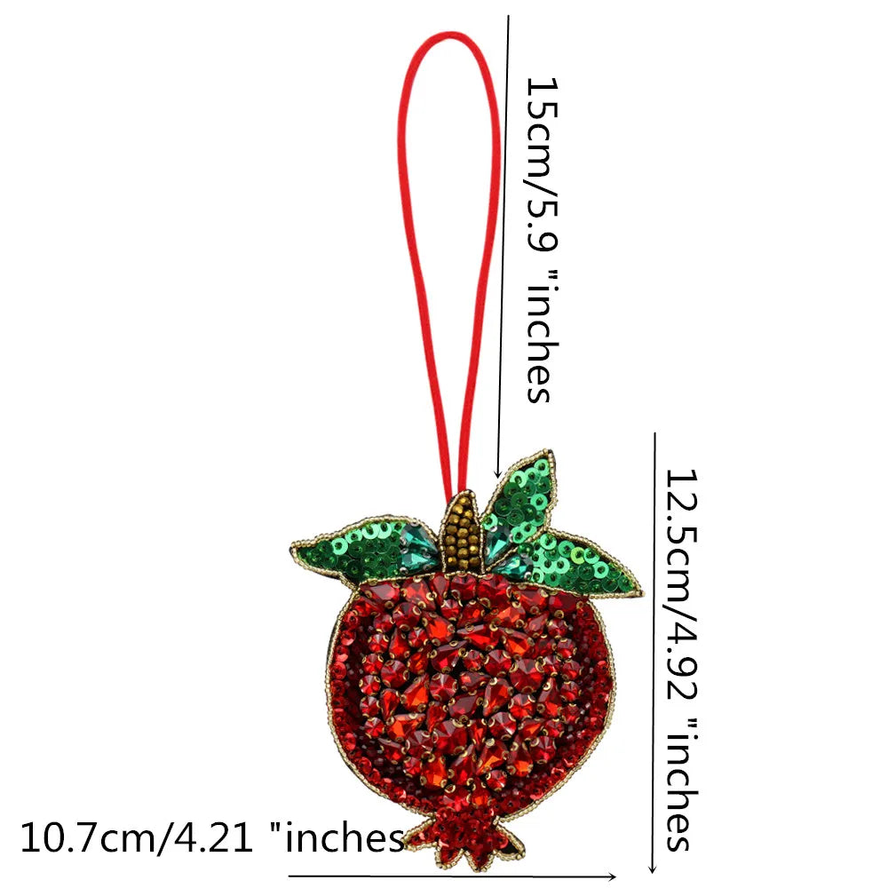 3D Handmade Rhinestone Beaded Coconut tree, butterfly hanging rope Patches Crystal Bag lanyard Patch beading Applique Patch - Youks store