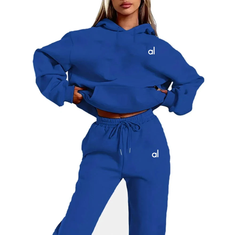 yoga women's 2-piece print sports suit sportswear jogging suit women's hooded sportswear suit clothes hoodie+sweatpants - Youks store