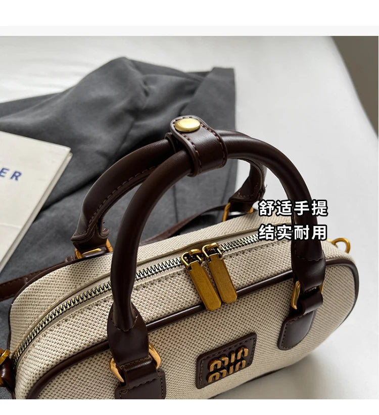 Hand-carrying bowling bag female famous brand 2025 summer new retro fashion shoulder bag high-end trend all-match messenger bag - Youks store