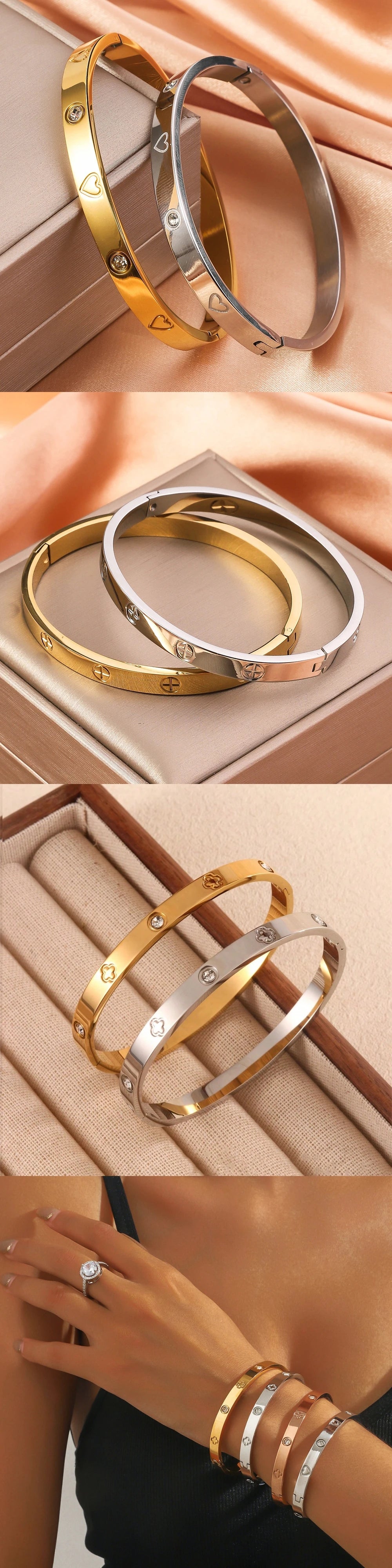 RAKOL 1: 1 Paper clip restoration AAA+ Zircon Bracelet For Women Fashion Simple Commuting Bracelet For Girls Party Jewelry Gift - Youks store