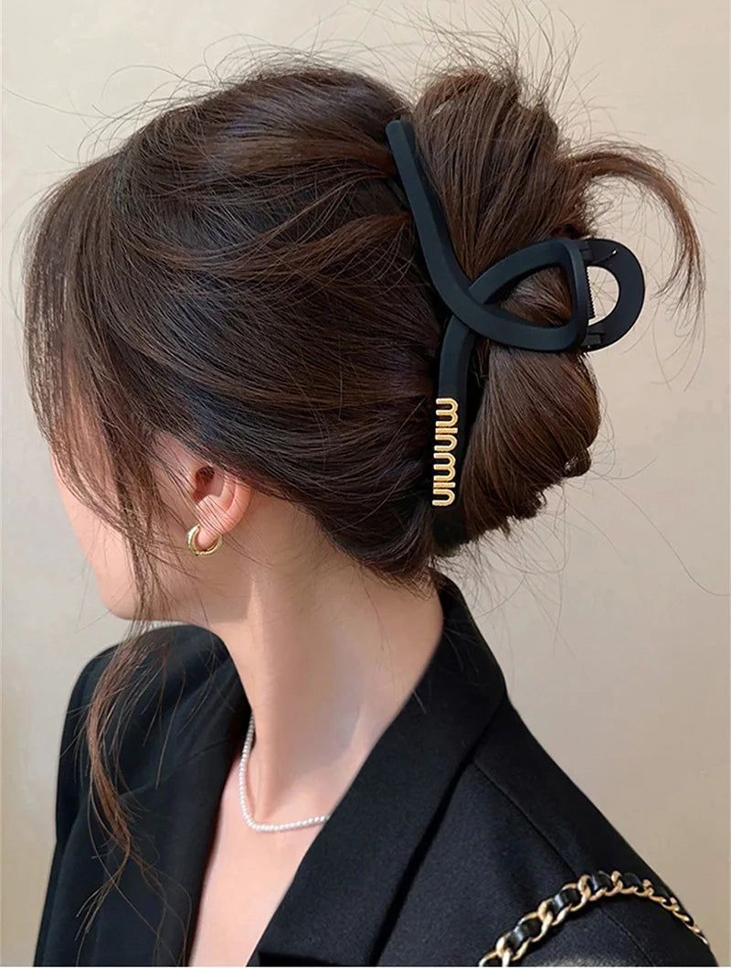 Black Letter Hair Clip for Women Fashion French Elegant Hairgrips Large Hair Claw Clips Girls Hairpins Korean Hair Accessories - Youks store