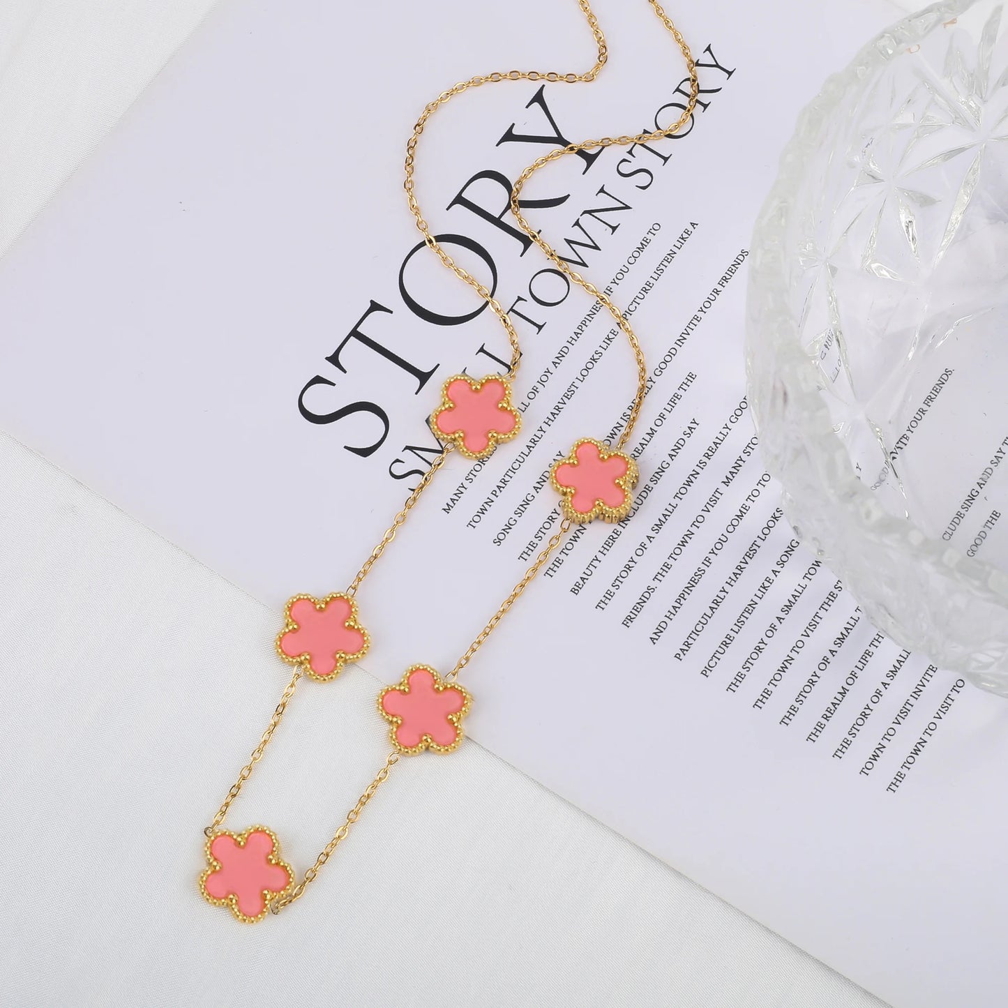 Hot Sale Stainless Steel Laser Five Leaf Flower Petal Adjustable Clover Bracelet Classic for Woman Girl Brand Jewelry Party Gift - Youks store