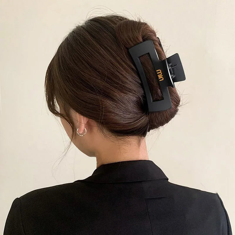 Black Letter Hair Clip for Women Fashion French Elegant Hairgrips Large Hair Claw Clips Girls Hairpins Korean Hair Accessories - Youks store