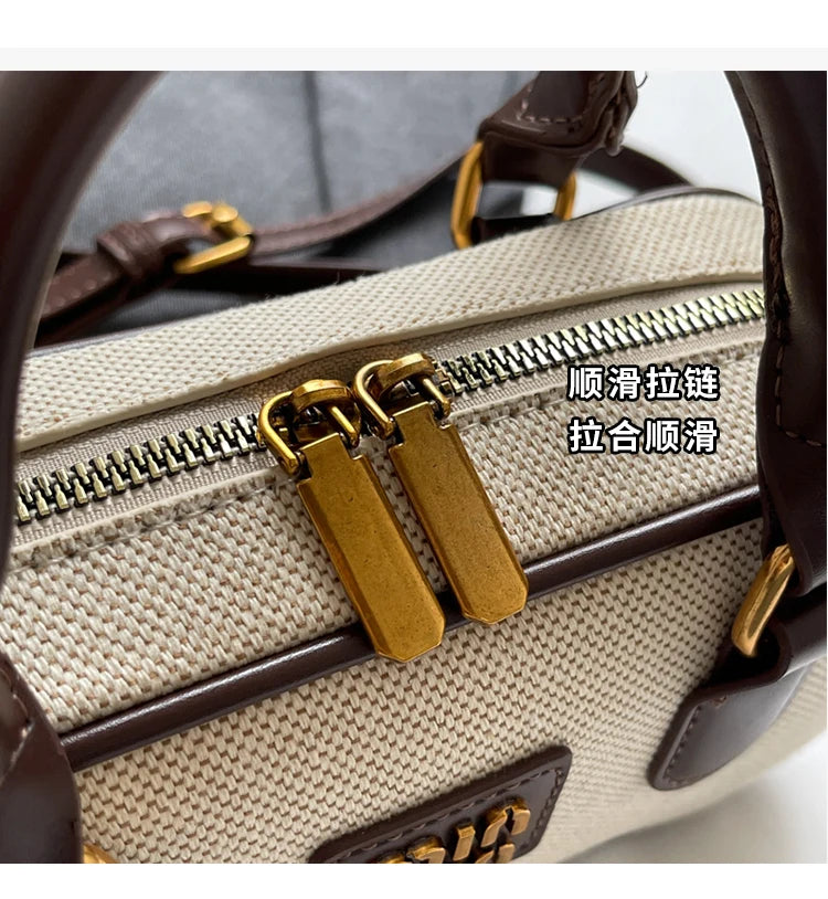 Hand-carrying bowling bag female famous brand 2025 summer new retro fashion shoulder bag high-end trend all-match messenger bag - Youks store