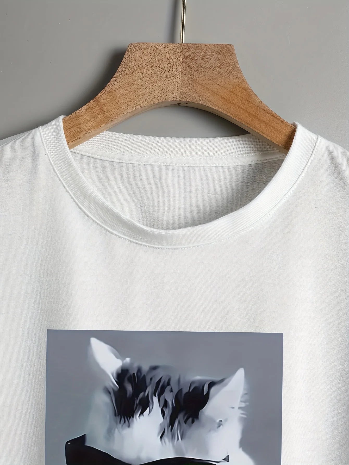 Cool Cat & Letter Print Crop T-Shirt Casual Crew Neck Short Sleeve T-Shirt for Spring & Summer Women's Clothing - Youks store