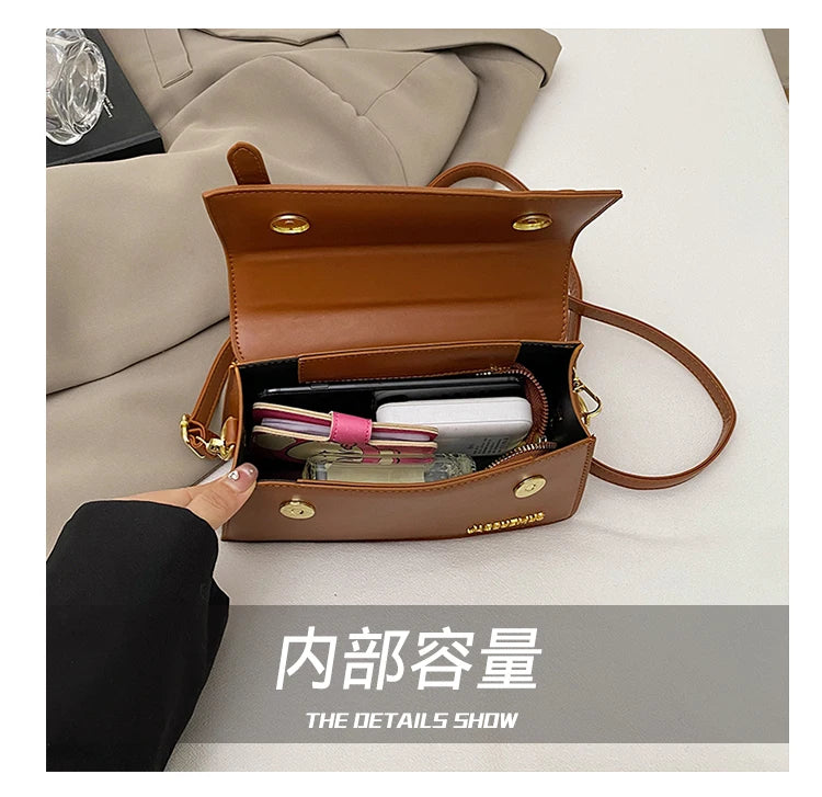 Fashionable Leather Crossbody Bag - Classic Vintage Style With Modern Twist & Luxury Gold-Tone Letter Logo - Youks store