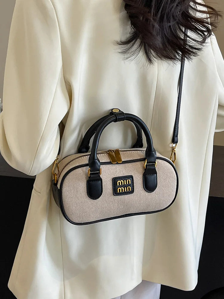 Hand-carrying bowling bag female famous brand 2025 summer new retro fashion shoulder bag high-end trend all-match messenger bag - Youks store