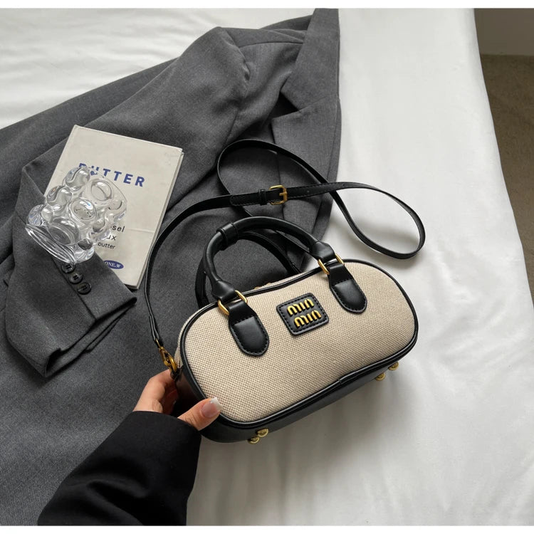 Hand-carrying bowling bag female famous brand 2025 summer new retro fashion shoulder bag high-end trend all-match messenger bag - Youks store