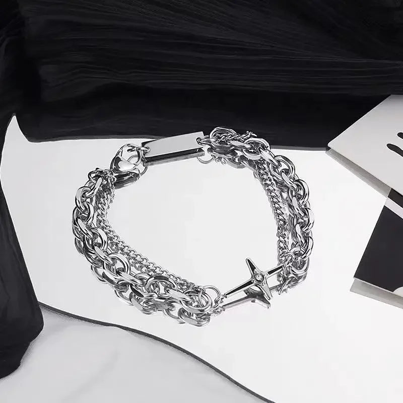 Geometric Smooth Rhinestone Chain Five Leaf Grass Flower Adjustable Bracelets for Women Fashion Jewelry Minimalist Accessories