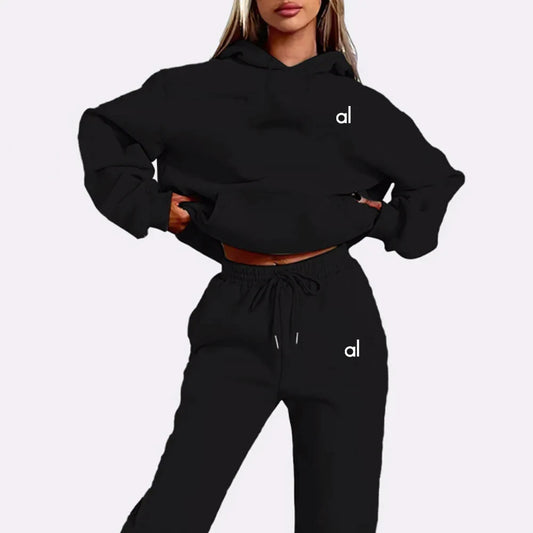 yoga women's 2-piece print sports suit sportswear jogging suit women's hooded sportswear suit clothes hoodie+sweatpants - Youks store