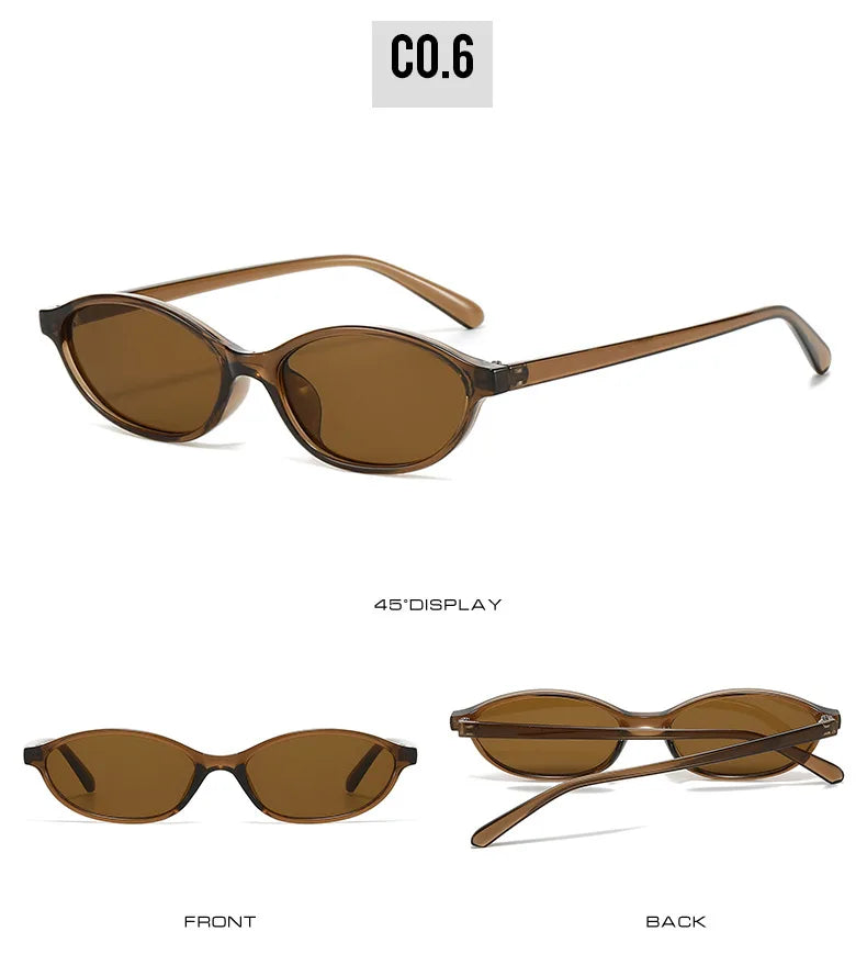 2024 Women's Leopard Brown Sunglasses Fashion Brand Small Frame Sun Glasses Ladies Retro Oval Eyewear Shade Oculus De Sol - Youks store