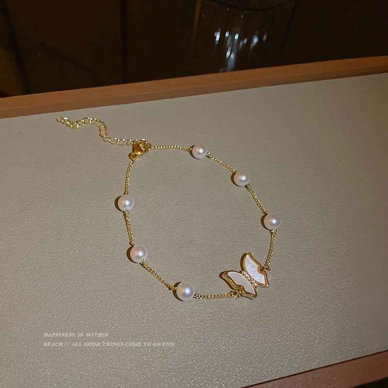 Geometric Smooth Rhinestone Chain Five Leaf Grass Flower Adjustable Bracelets for Women Fashion Jewelry Minimalist Accessories
