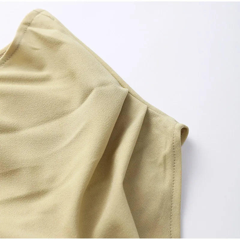 Elegant Off-shoulder Pleated Long Dress Women Skew-collar Short Sleeve Split Dresses 2024 Summer New Female Chic Streetwear Robe - Youks store