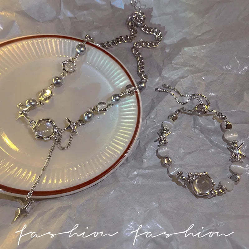 Geometric Smooth Rhinestone Chain Five Leaf Grass Flower Adjustable Bracelets for Women Fashion Jewelry Minimalist Accessories
