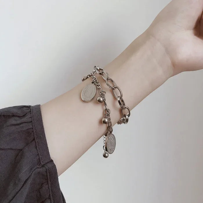 Geometric Smooth Rhinestone Chain Five Leaf Grass Flower Adjustable Bracelets for Women Fashion Jewelry Minimalist Accessories