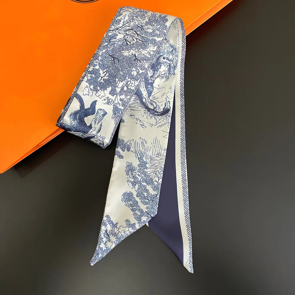 2024 Versatile New Plant Jungle Ladies Pointy Ribbon Bag Handbag Handle Ribbon Scarf Package Band Hair Head Handle ribbon scarf - Youks store