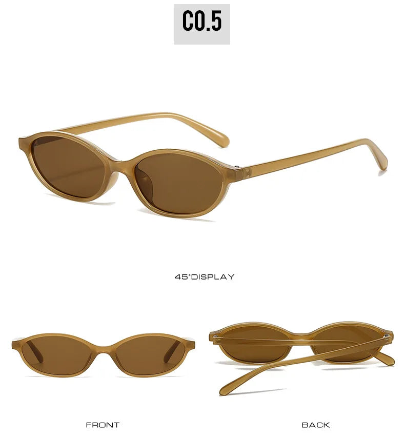 2024 Women's Leopard Brown Sunglasses Fashion Brand Small Frame Sun Glasses Ladies Retro Oval Eyewear Shade Oculus De Sol - Youks store