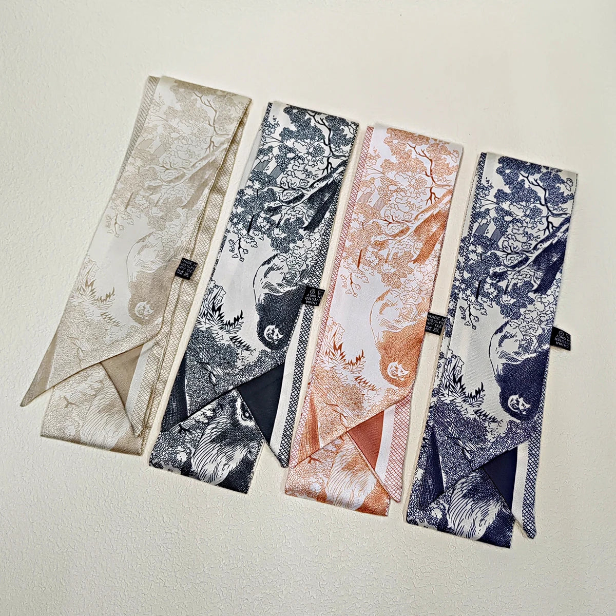 2024 Versatile New Plant Jungle Ladies Pointy Ribbon Bag Handbag Handle Ribbon Scarf Package Band Hair Head Handle ribbon scarf - Youks store