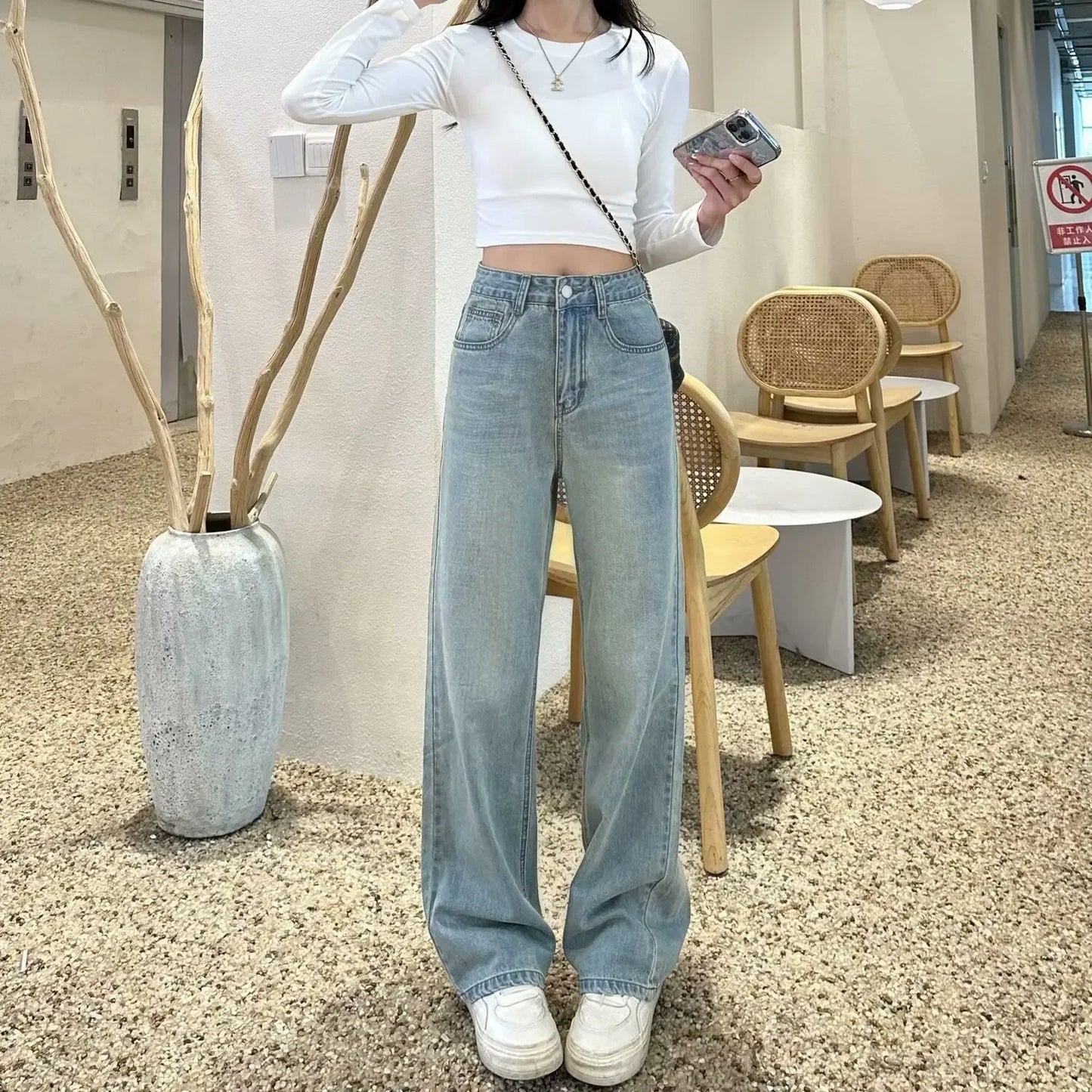 2024 Spring Summer New Straight-leg Embroidery Jeans Women's Fashionable Unique Versatile Loose-fit Slimming Bell Bottoms - Youks store
