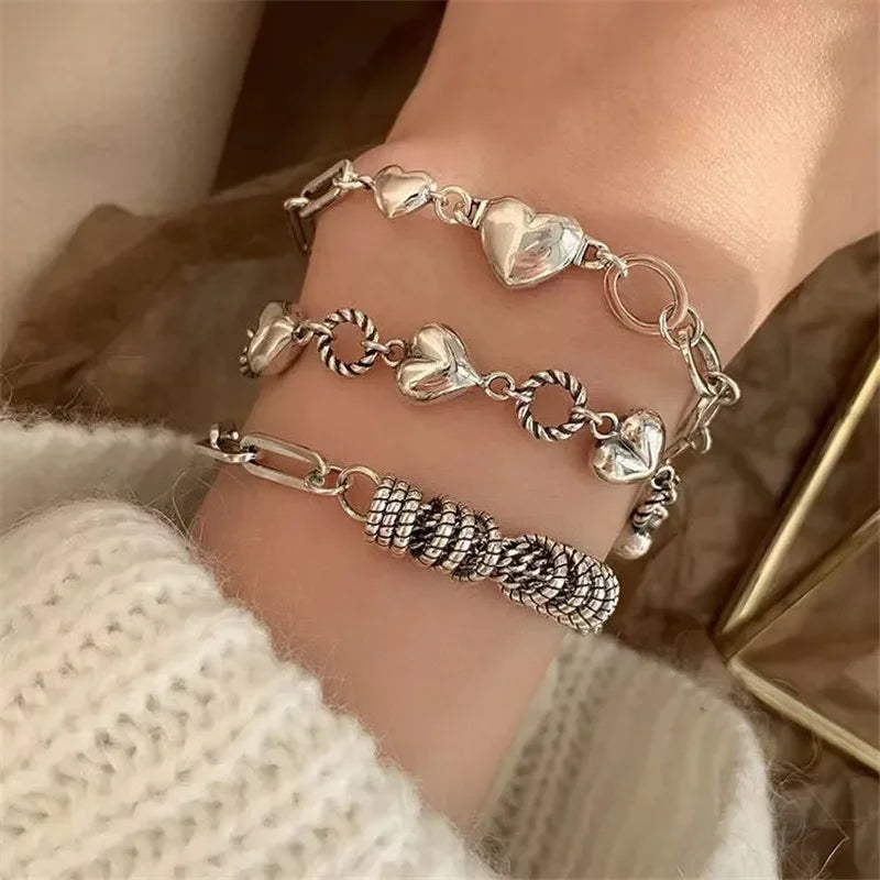 Geometric Smooth Rhinestone Chain Five Leaf Grass Flower Adjustable Bracelets for Women Fashion Jewelry Minimalist Accessories