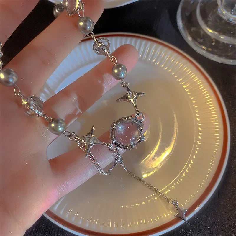 Geometric Smooth Rhinestone Chain Five Leaf Grass Flower Adjustable Bracelets for Women Fashion Jewelry Minimalist Accessories