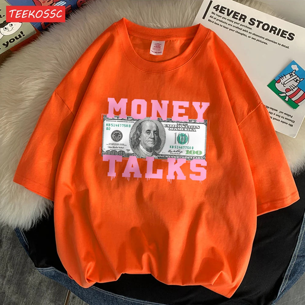 Money Talks The Power Of The Us Dollar T Shirts Femme Chic S-Xxxl T-Shirts Design Casual Tee Shirt Senior Street Short Sleeve - Youks store