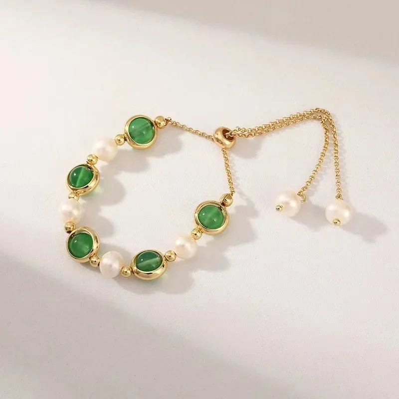 Geometric Smooth Rhinestone Chain Five Leaf Grass Flower Adjustable Bracelets for Women Fashion Jewelry Minimalist Accessories