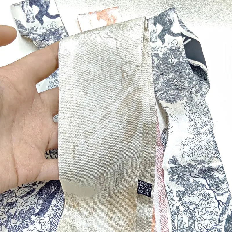 2024 Versatile New Plant Jungle Ladies Pointy Ribbon Bag Handbag Handle Ribbon Scarf Package Band Hair Head Handle ribbon scarf - Youks store