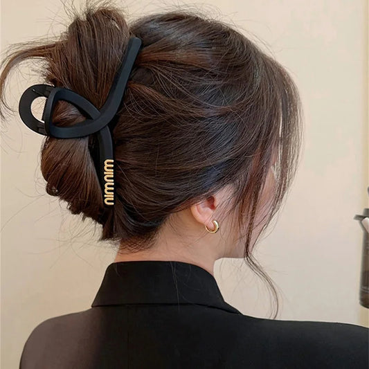 Black Letter Hair Clip for Women Fashion French Elegant Hairgrips Large Hair Claw Clips Girls Hairpins Korean Hair Accessories - Youks store