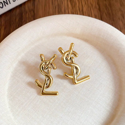 European American Exaggerate Letter Stud Earrings for Women Fashion Trendy Personality Alloy Earrings Jewelry Accessories Gifts - Youks store