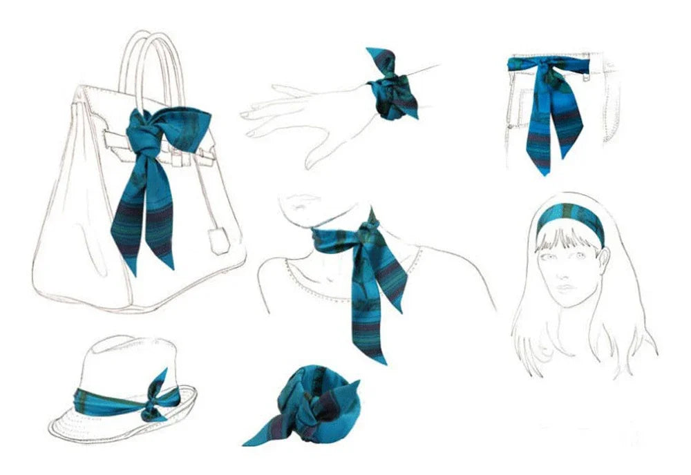 2024 Versatile New Plant Jungle Ladies Pointy Ribbon Bag Handbag Handle Ribbon Scarf Package Band Hair Head Handle ribbon scarf - Youks store