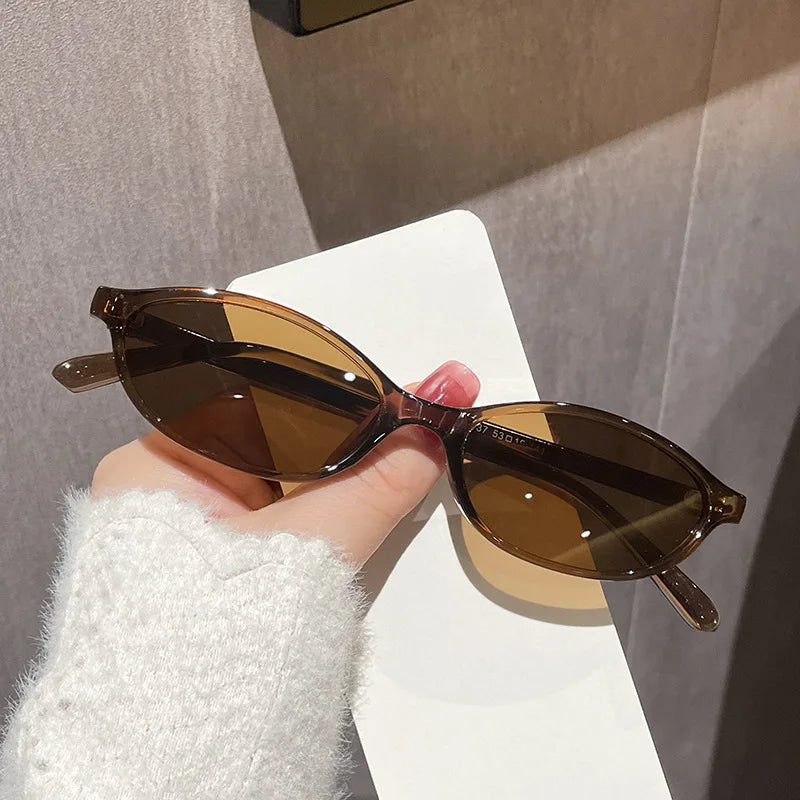 2024 Women's Leopard Brown Sunglasses Fashion Brand Small Frame Sun Glasses Ladies Retro Oval Eyewear Shade Oculus De Sol - Youks store
